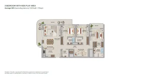 Plattegrond van 3 slaapkamers in Verdes by Haven