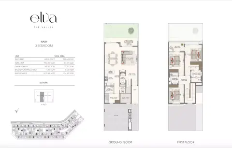 Plattegrond van 3 slaapkamers in Elva