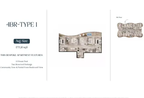 Plattegrond van 4 slaapkamers in AGUA Residences