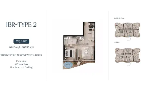 Plattegrond van 1 slaapkamer in AGUA Residences