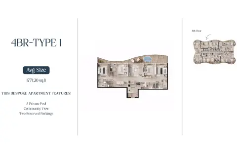 Plattegrond van 4 slaapkamers in AGUA Residences
