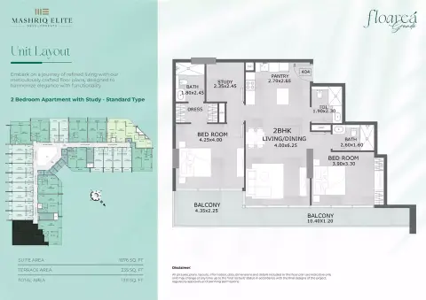 Plattegrond van 2 slaapkamers in Floarea Grande