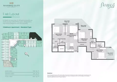 Plattegrond van 3 slaapkamers in Floarea Grande