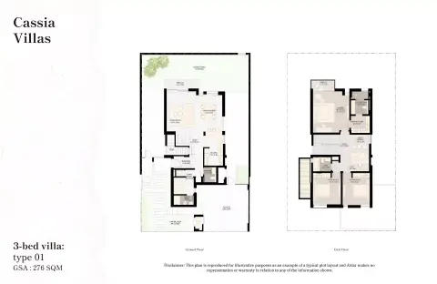 Plattegrond van 3 slaapkamers in The Wilds by Aldar
