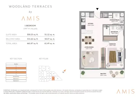Plattegrond van 1 slaapkamer in Woodland Terraces