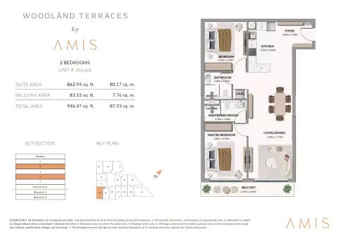 Plattegrond van 2 slaapkamers in Woodland Terraces