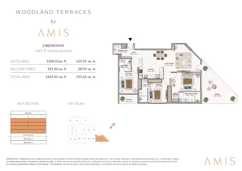 Plattegrond van 3 slaapkamers in Woodland Terraces