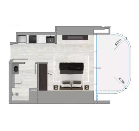 Plattegrond van Studio in Ananda Residences