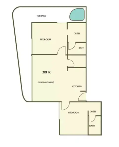 Plattegrond van 2 slaapkamers in Cove Edition 4 by Imtiaz
