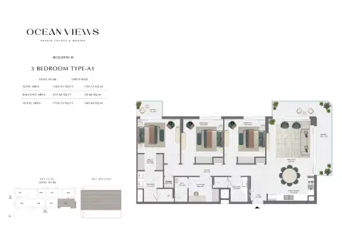 Plattegrond van 3 slaapkamers in Ocean Views