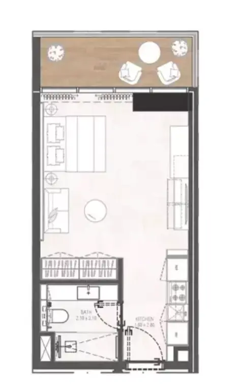 Plattegrond van Studio in Gharbi 2 Residences
