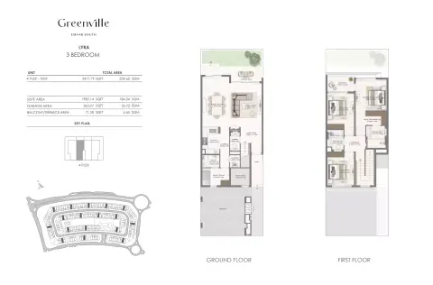 Plattegrond van 3 slaapkamers in Greenville By Emaar