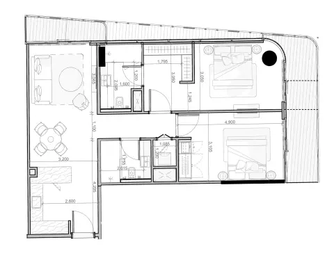 Plattegrond van 2 slaapkamers in Azizi Ruby