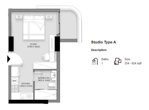 Plattegrond van Studio in Rose Gardens 1