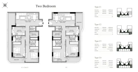 Plattegrond van 2 slaapkamers in Rose Gardens 1