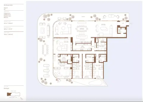 Plattegrond van 4 slaapkamers in Dubai Harbour Residences