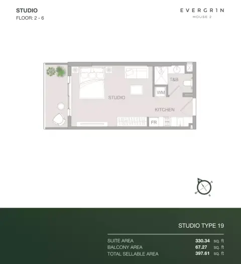Plattegrond van Studio in Evergrin House Phase 2 By Object 1
