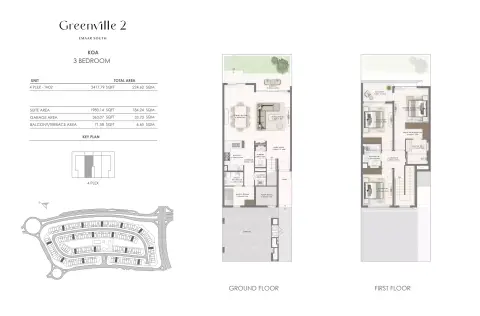 Plattegrond van 3 slaapkamers in Greenville Phase 2 By Emaar