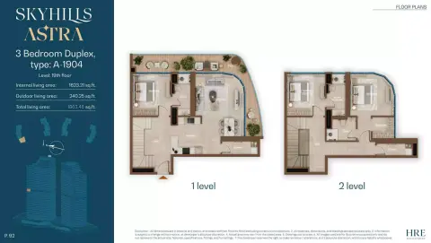 Plattegrond van 3 slaapkamers in Skyhills Astra