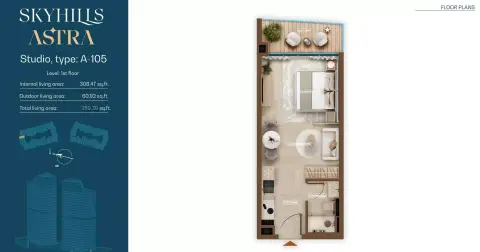 Plattegrond van Studio in Skyhills Astra