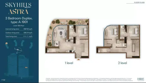 Plattegrond van 3 slaapkamers in Skyhills Astra