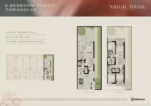 Plattegrond van 3 slaapkamers in Nad Al Sheba Gardens Phase 7 By Meraas