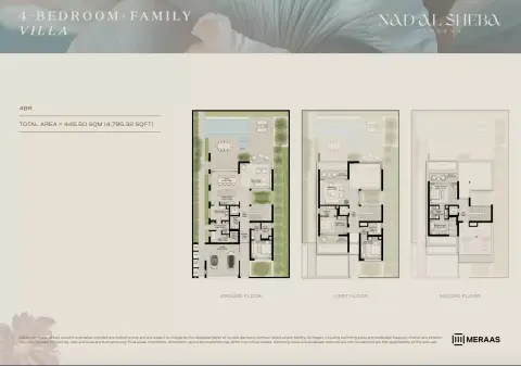 Plattegrond van 4 slaapkamers in Nad Al Sheba Gardens Phase 7 By Meraas