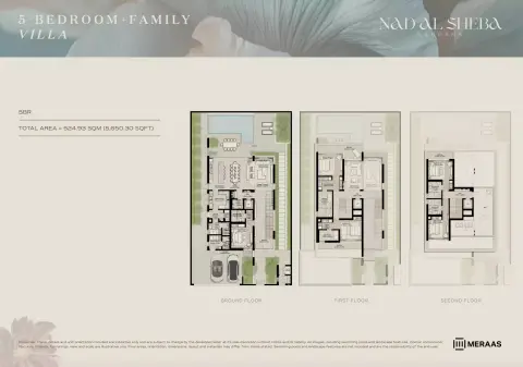 Plattegrond van 5 slaapkamers in Nad Al Sheba Gardens Phase 7 By Meraas