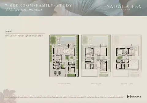 Plattegrond van 7 slaapkamers in Nad Al Sheba Gardens Phase 7 By Meraas