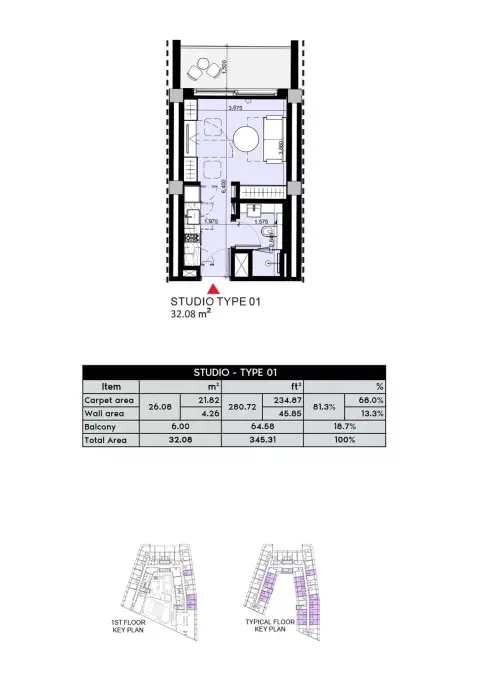 Plattegrond van Studio in Azizi Arian