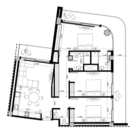 Plattegrond van 3 slaapkamers in Azizi Arian