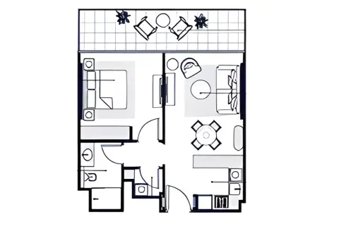 Plattegrond van 1 slaapkamer in Azizi Raffi
