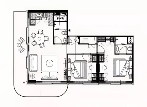 Plattegrond van 2 slaapkamers in Azizi Raffi