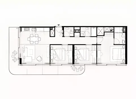 Plattegrond van 3 slaapkamers in Azizi Raffi