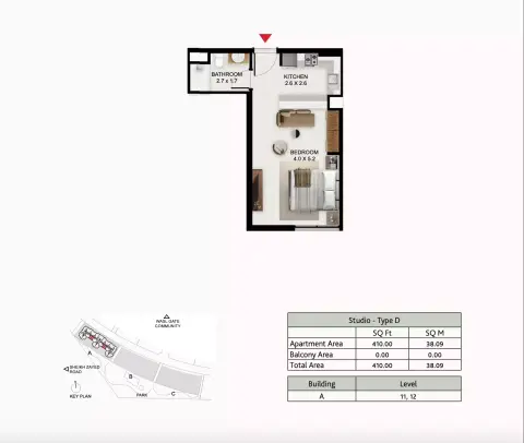 Plattegrond van Studio in South Garden A