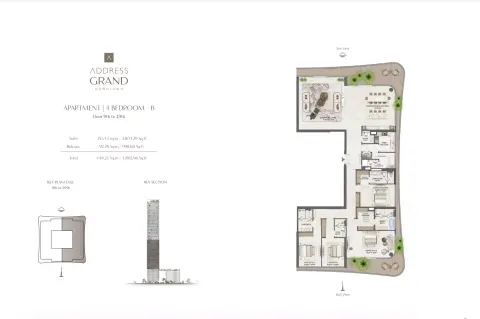Plattegrond van 4 slaapkamers in Address Grand Downtown