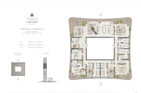 Plattegrond van 5 slaapkamers in Address Grand Downtown
