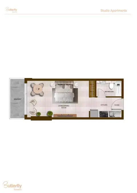 Plattegrond van Studio in Butterfly Towers