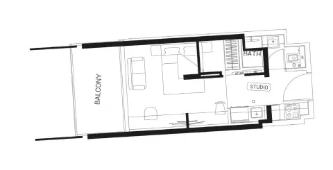 Plattegrond van Studio in Binghatti Ruby