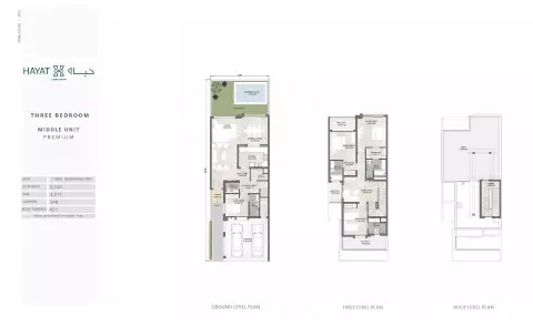 Plattegrond van 3 slaapkamers in Hayat Residences Phase 2 by Dubai South