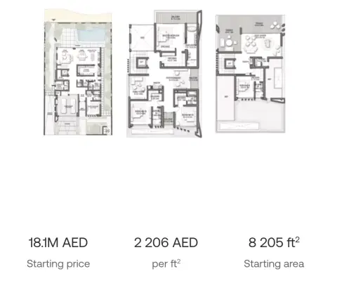 Plattegrond van 5 slaapkamers in Palm Jebel Ali Frond C