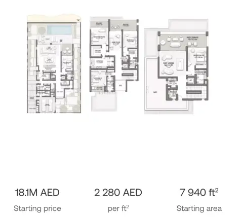 Plattegrond van 5 slaapkamers in Palm Jebel Ali Frond C