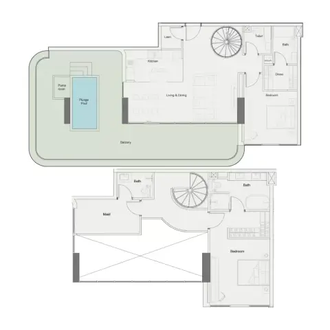 Plattegrond van 2 slaapkamers in One Park Square