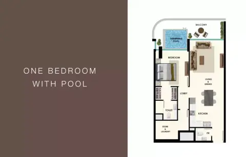 Plattegrond van 1 slaapkamer in Rome By Samana