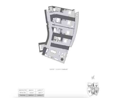 Plattegrond van 4 slaapkamers in Six Senses Residences Dubai Marina