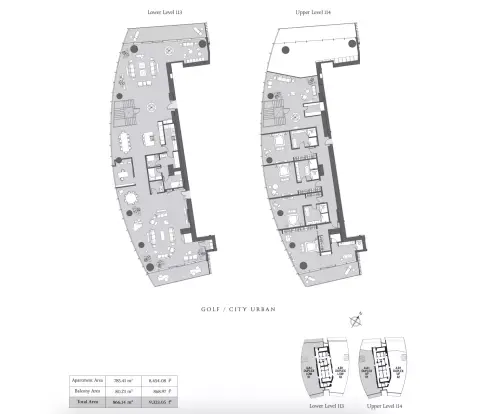 Plattegrond van 4 slaapkamers in Six Senses Residences Dubai Marina