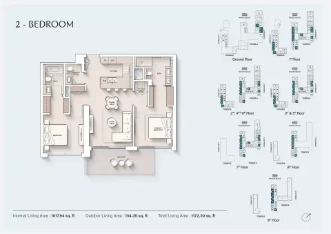 Plattegrond van 2 slaapkamers in Cove Phase 2 By Ellington