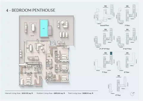 Plattegrond van 4 slaapkamers in Cove Phase 2 By Ellington