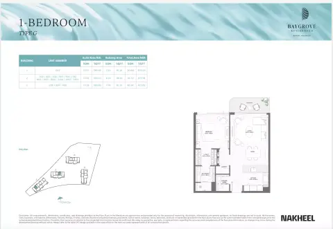 Plattegrond van 1 slaapkamer in Bay Grove