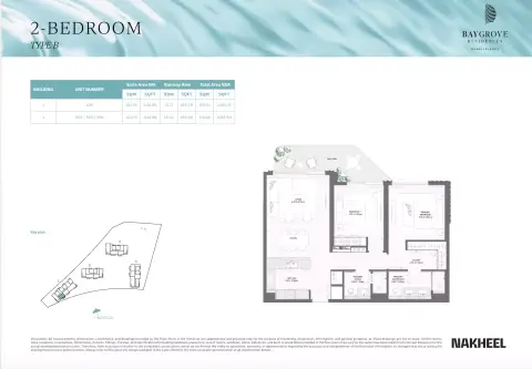 Plattegrond van 2 slaapkamers in Bay Grove